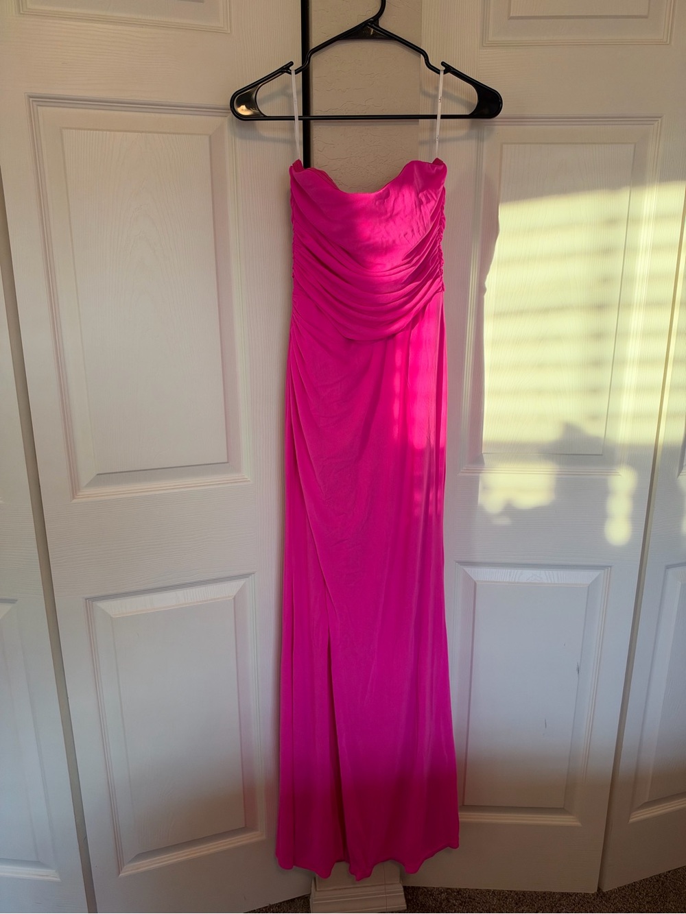 Lulu's Strapless Hot Pink Maxi Dress